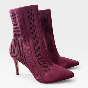 Catherine Malandrino Dark Wine Red Knit Ankle Boots Women's Size 8.5 Stilettos